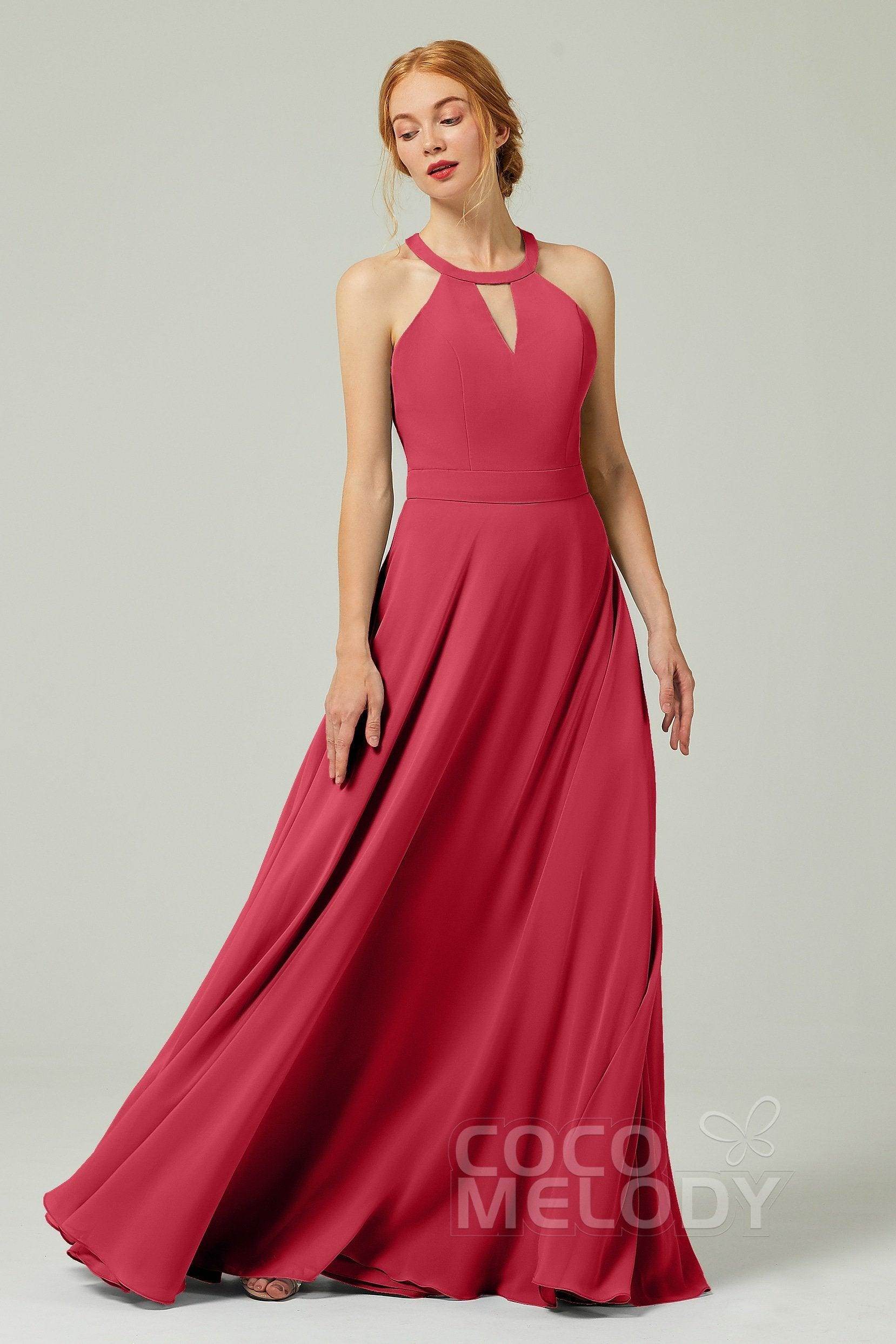 A-Line Floor Length Chiffon Bridesmaid Dress CB0329 - COCOMELODY